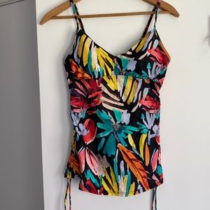 Prana Moorea Black Floral Tankini Top